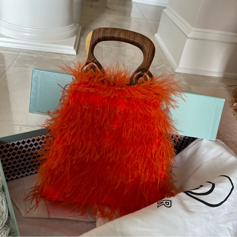 Brother Vellies Nile feather handbag(Papaya)